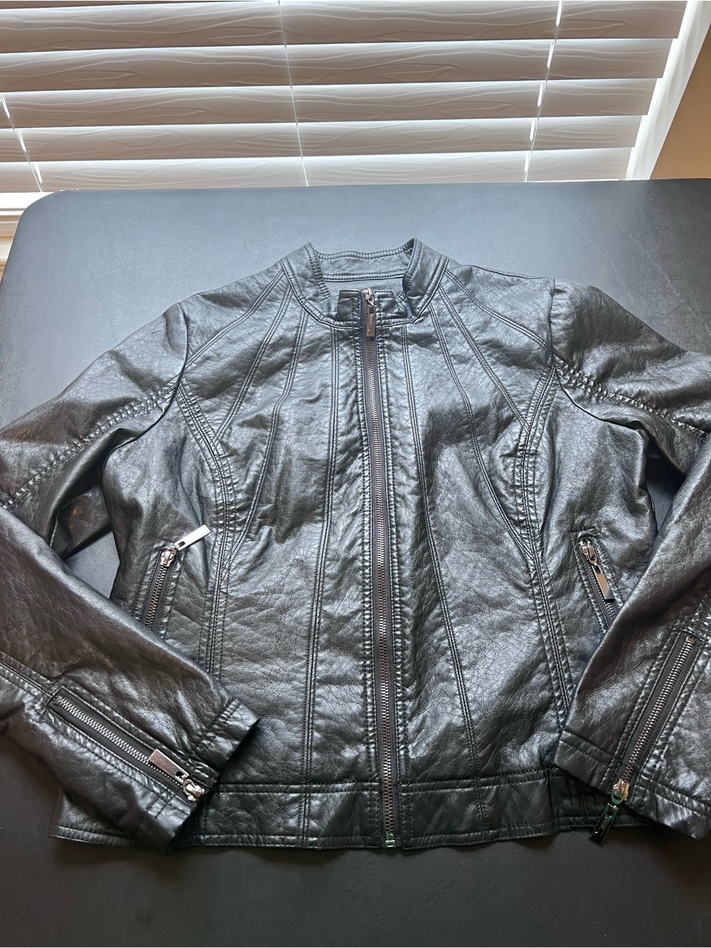 JouJou Women's Black Faux Leather Moto Jacket